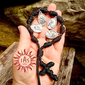 Jesuit Monks Knotted Rosary, Paracord Pocket Rosary, Jesuit Devotion Gift, Francis Xavier, Ignatius of Loyola, Alphonsus Liguori, Aloysius