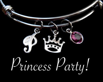Princess Charm Bracelet, 10th Birthday Bangle, Cute Bangle, Princess Charm, Princess Crown Initial Bracelet, Queen Crown, Princess Party