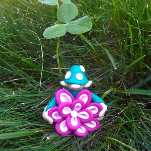 Teeny Fairy Garden Gnome, Fairy Garden Flower, Polymer Clay Gnome, Woodland Terrarium Elf, Miniature Garden, Magic Mushroom, Planter