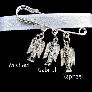 Archangels Backpack Pin-  Lab Coat- Pram- Stroller- Cradle- Car Seat Pin-Protection from Evil- Michael, Gabriel, Raphael Safety Pin-Baptism