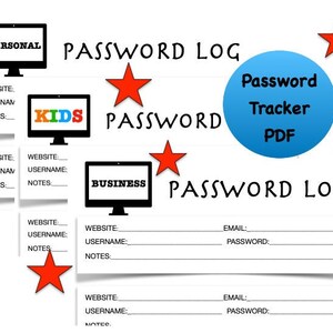 Wachtwoordlogboek, Wachtwoordtracker, DIGITALE DOWNLOAD, PDF Afdrukbaar wachtwoordlogboek, Zakelijk, Persoonlijk, Kinderen, Wachtwoordorganisator - Direct downloaden
