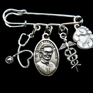 SAINT Gianna Beretta Molla Safety Pin Brooch- Nurse Lab Coat Pin -Patron Saint Pediatricians- MD Graduation Gift- Pediatric Doctor Pin