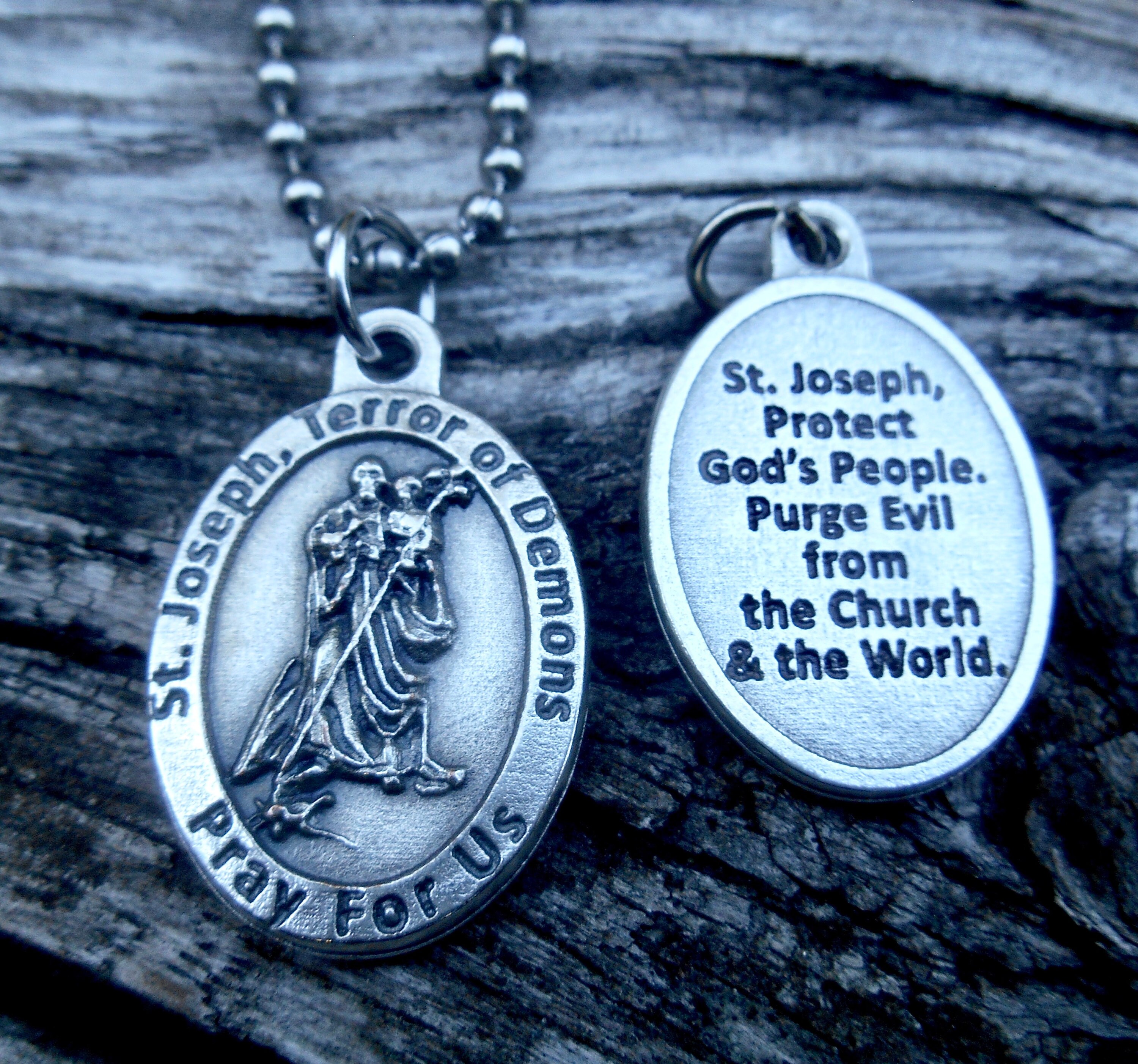 St. Joseph Terror of Demons, 30 Inch Ball Chain, Saint Joseph Medal ...