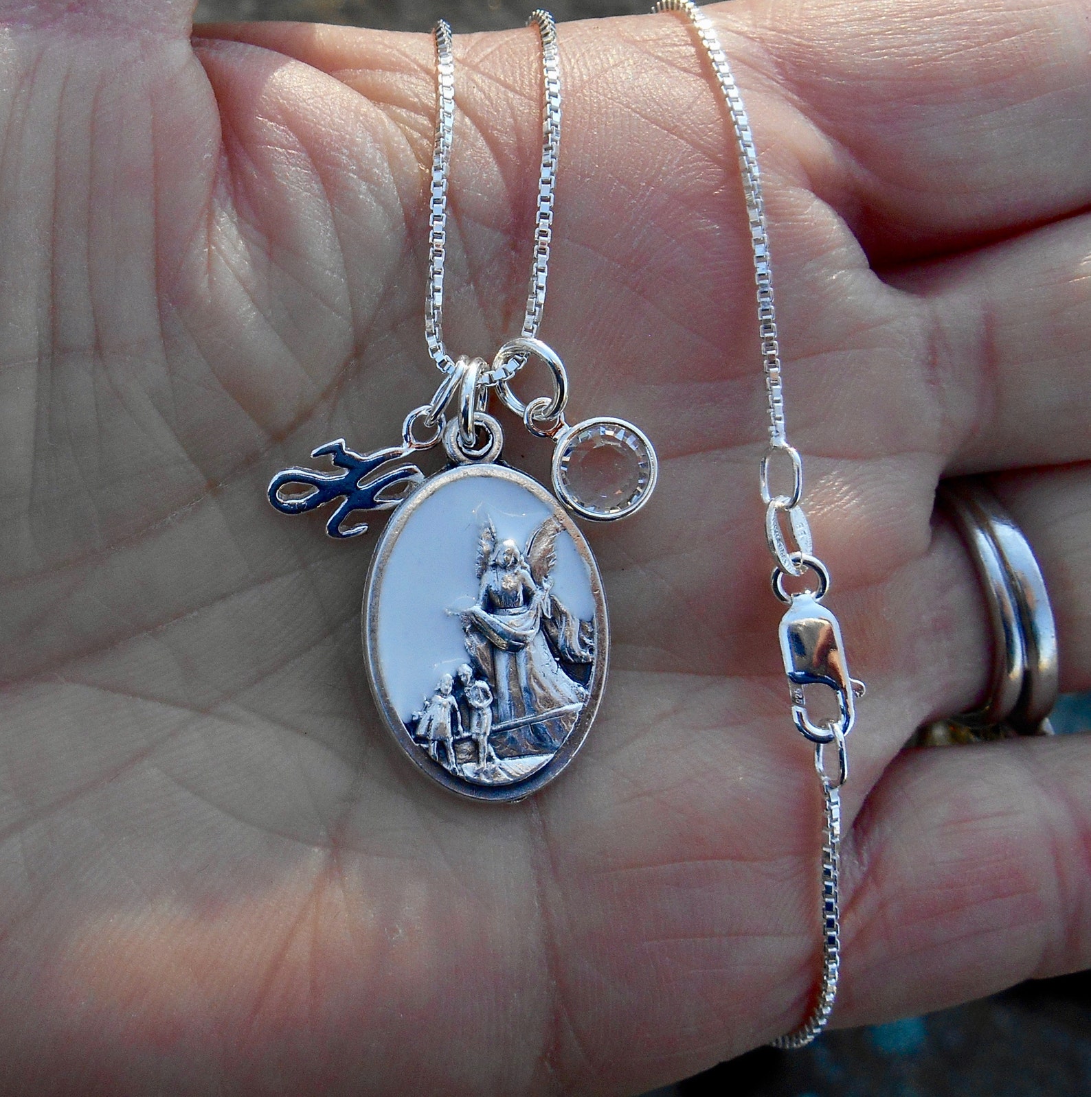 Catholic guardian angel necklace Clearance