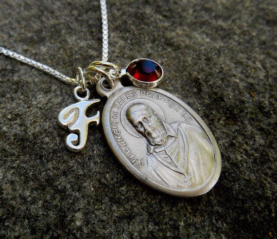 Saint St Francis De Sales Necklace Personalized Initial Patron