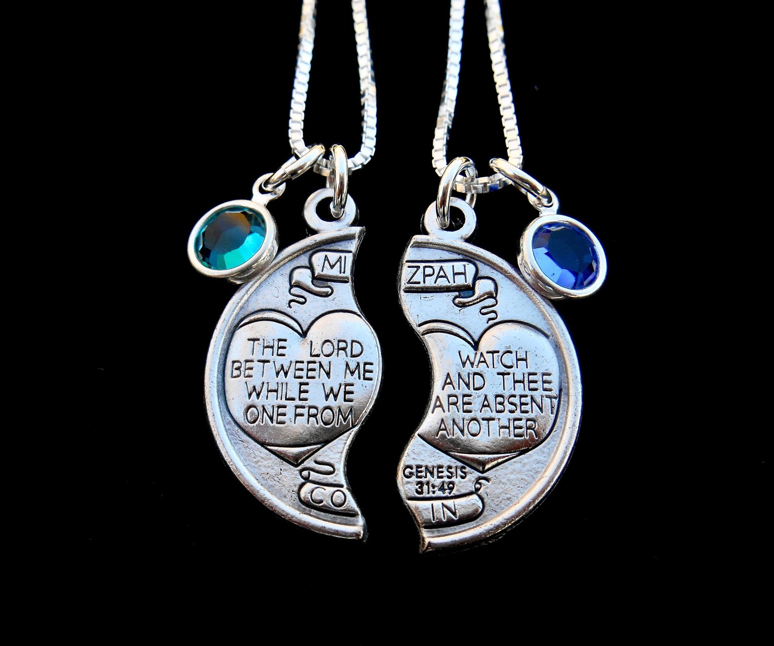 Mizpah Coin Pendant Necklace Set of Two Charms With Box | Etsy