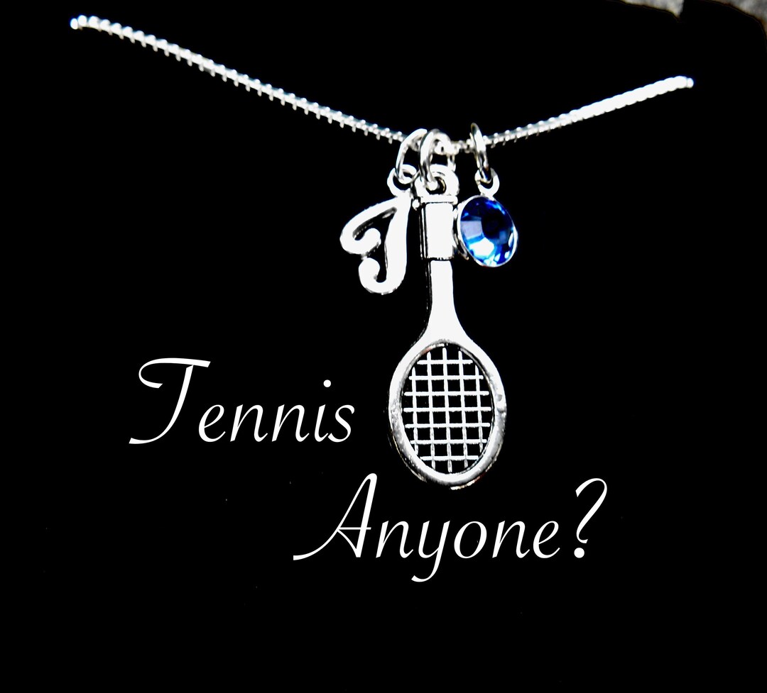 Tennis Racquet Necklace tennis Lover crystal Birthstone tennis Charm