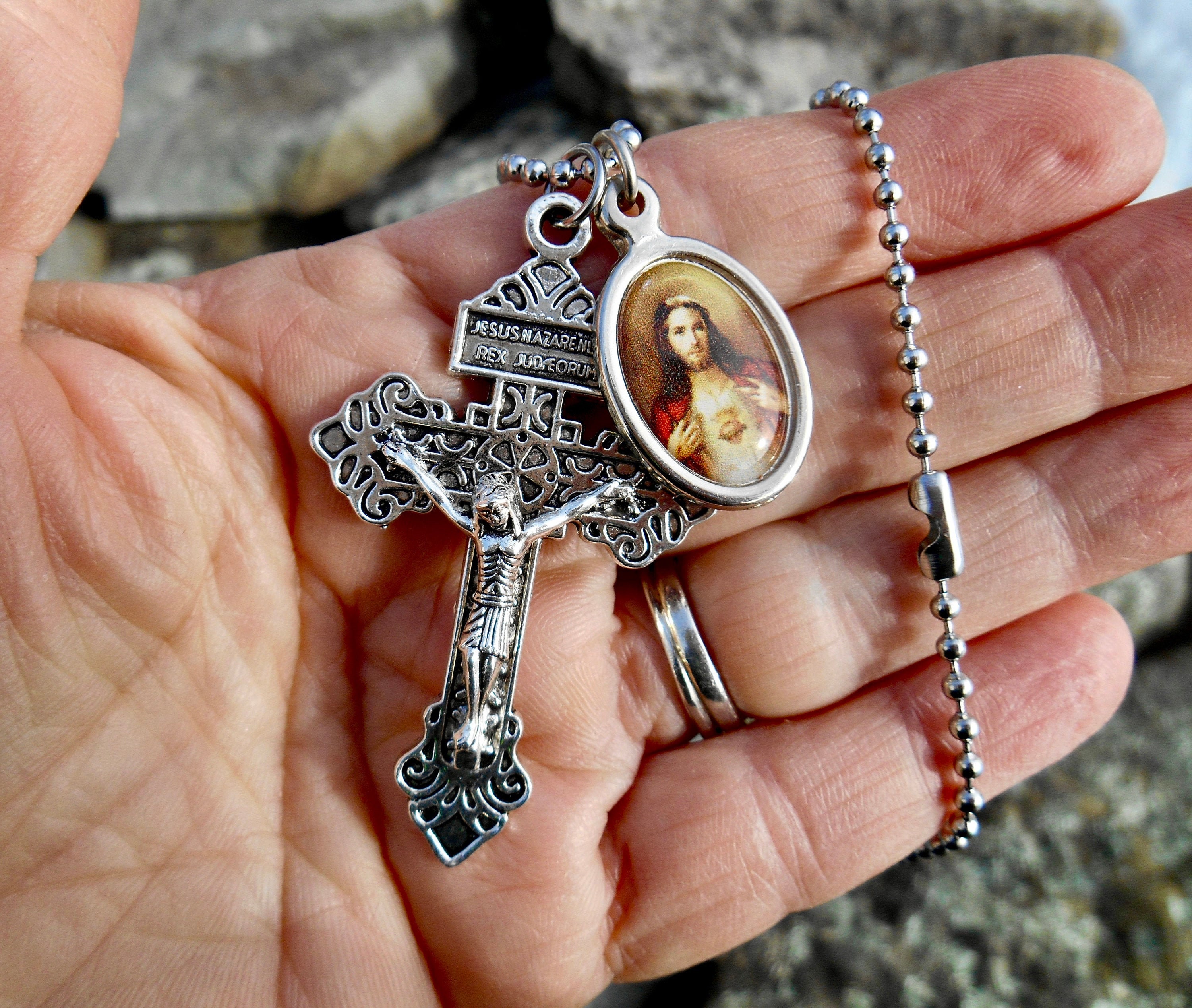 Stainless Steel Crucifix Cross Pendant Free Ball Chain Stainless Steel Crucifix Cross Pendant Free Ball Chain
