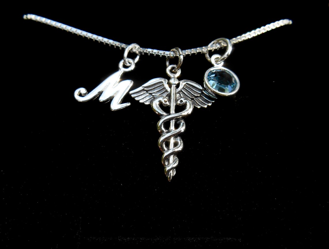Nurse Gift Medical Symbol Charm Necklace Birthstone Etsy
