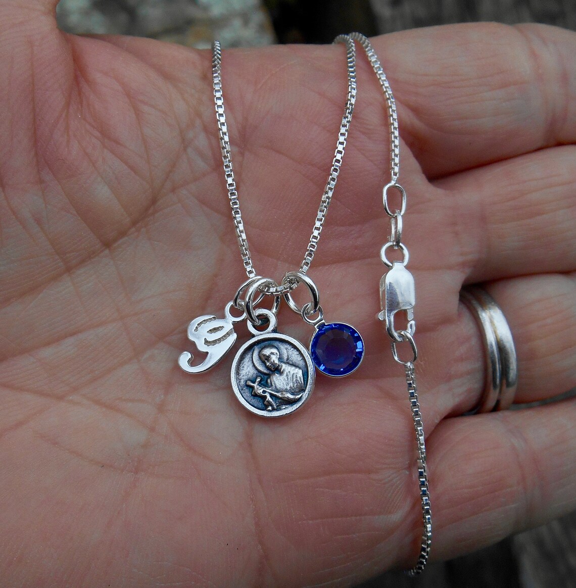 Tiny St Gerard Medal Necklace - Sterling Silver Chain - Catholic Saint ...