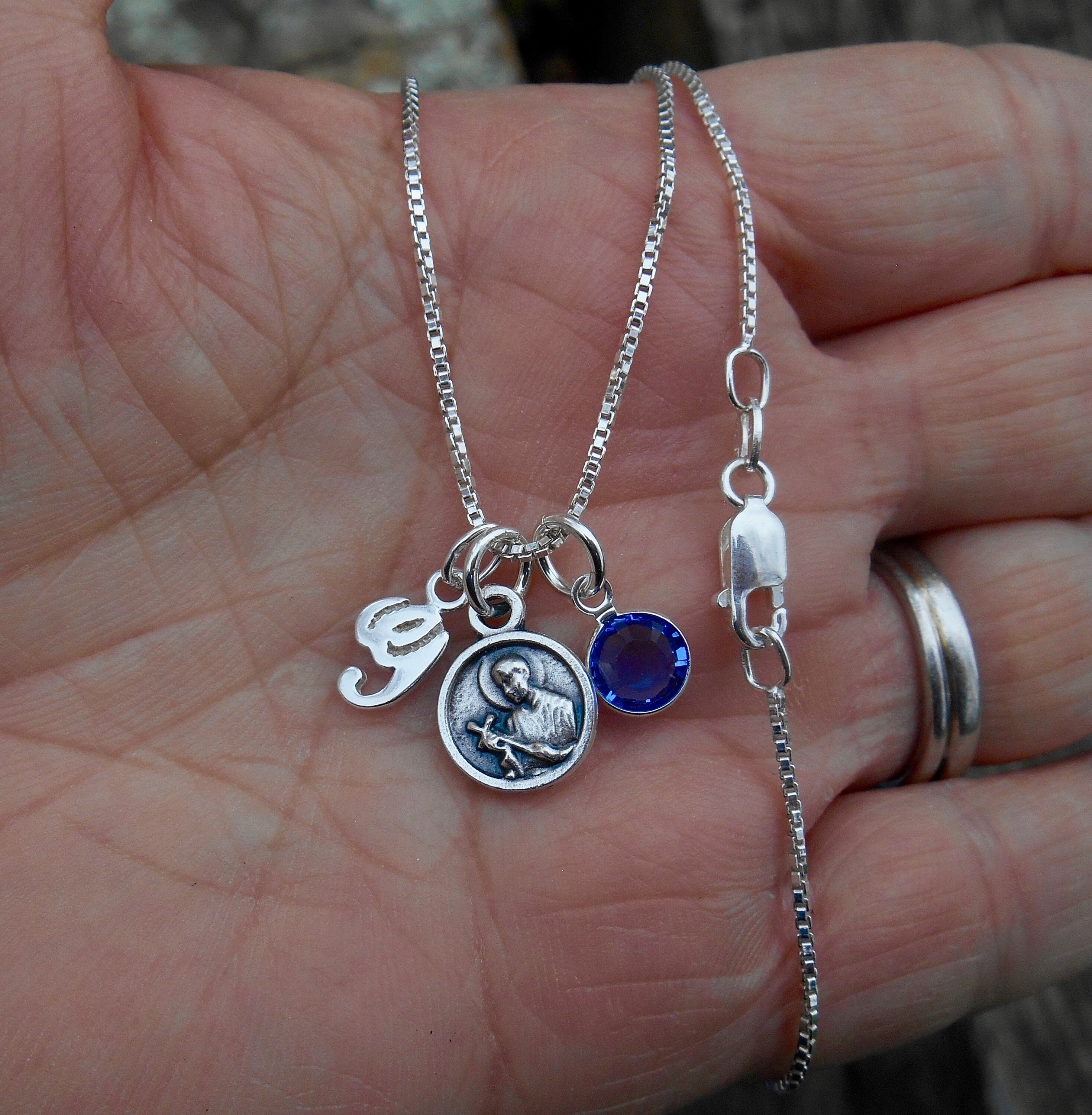 Tiny St Gerard Medal Necklace - Sterling Silver Chain - Catholic Saint ...