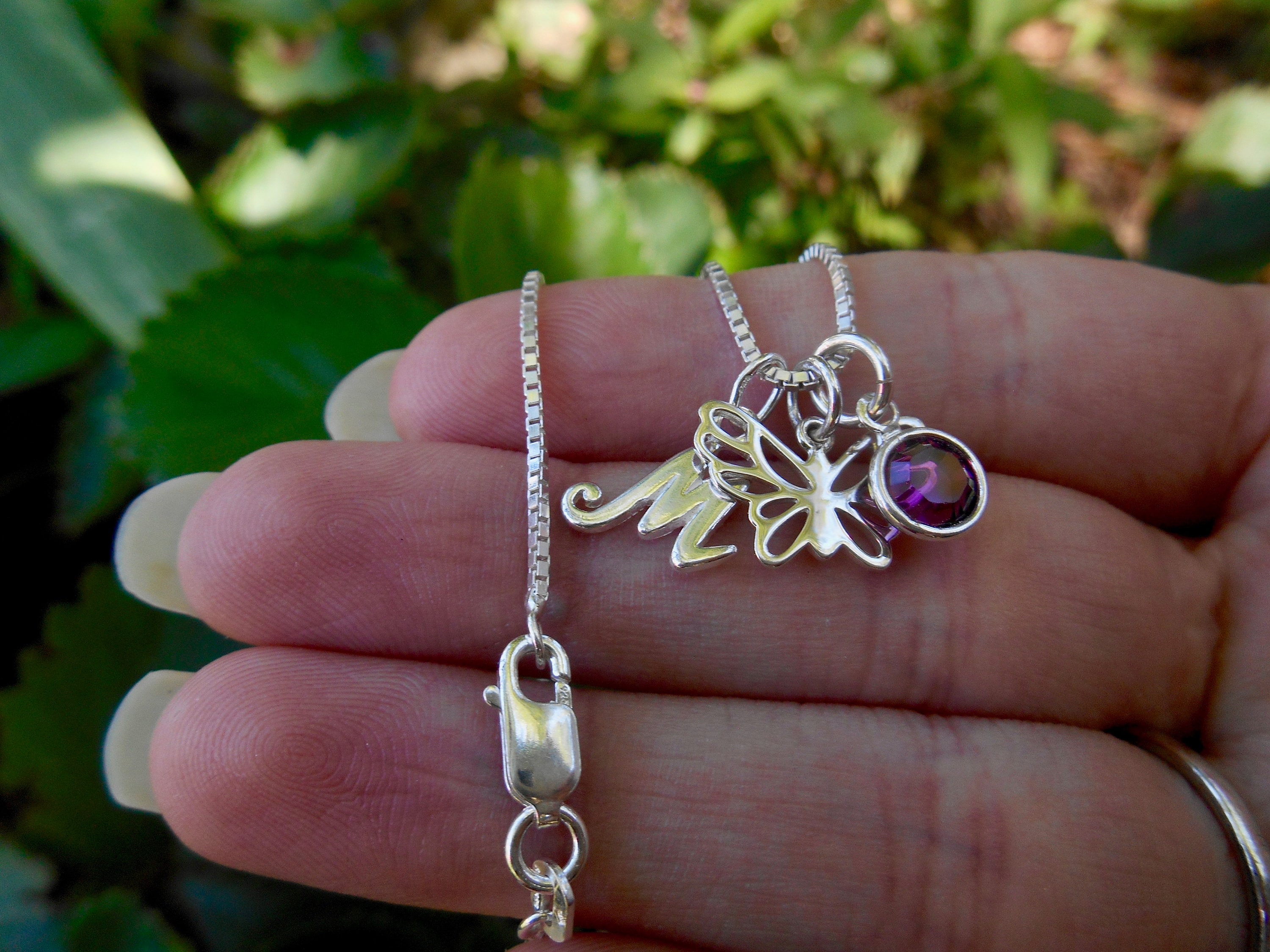 Hipunk Sterling Silver Birthstone Butterfly Jewelry Set – Necklace, Earrings, Ring & Bracelet - View #3
