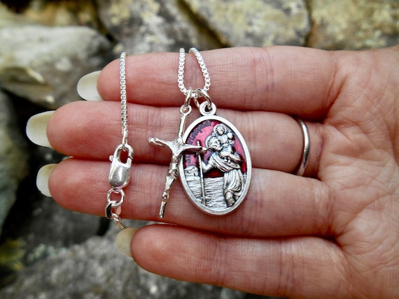 Cross and st christopher necklace new arrivals