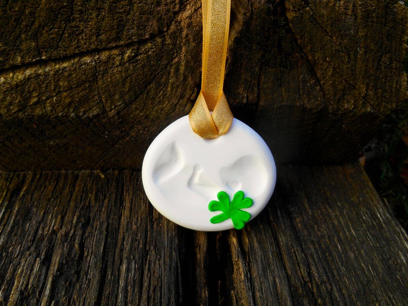 Irish Baby Announcement Ornament, Pregnancy Reveal, Polymer Baby, Irish Blessing, Shamrock Baby, Pregnancy Announcement, Irish Newborn Gift image 5