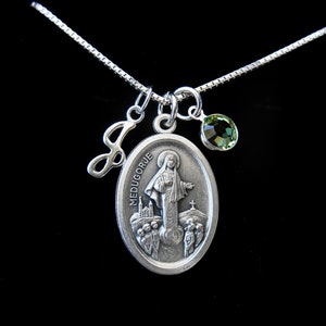 OUR LADY of Međugorje Necklace - Personalized Initial, Birthstone, Confirmation Jewelry, Catholic Jewelry, Mary Necklace