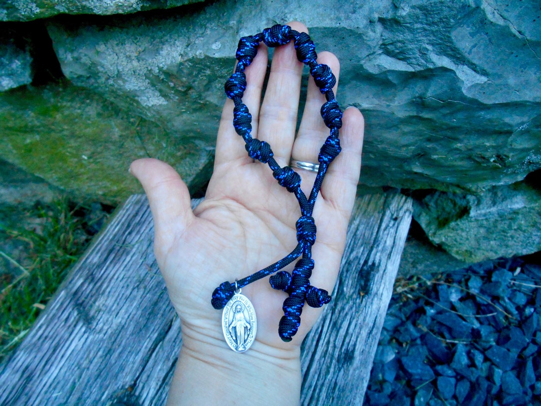 Knotted Rosary, 550 Paracord Pocket Rosary, Law Enforcement, Police