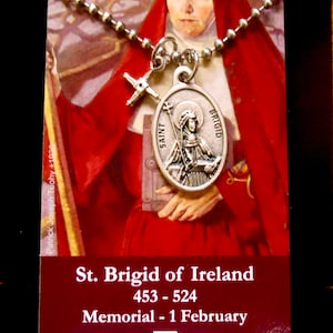St BRIGID Medal Necklace. Saint Brigid of Kildare Necklace. Brigid Cross. Patron Saint Necklace. Irish Necklace. Confirmation Jewelry