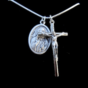 Saint St Peter Necklace -Men/Boys - Large 1.5 Inch Cross - Patron Saint Charm - Catholic Gift - Patron of Popes Rome - Confirmation Medal