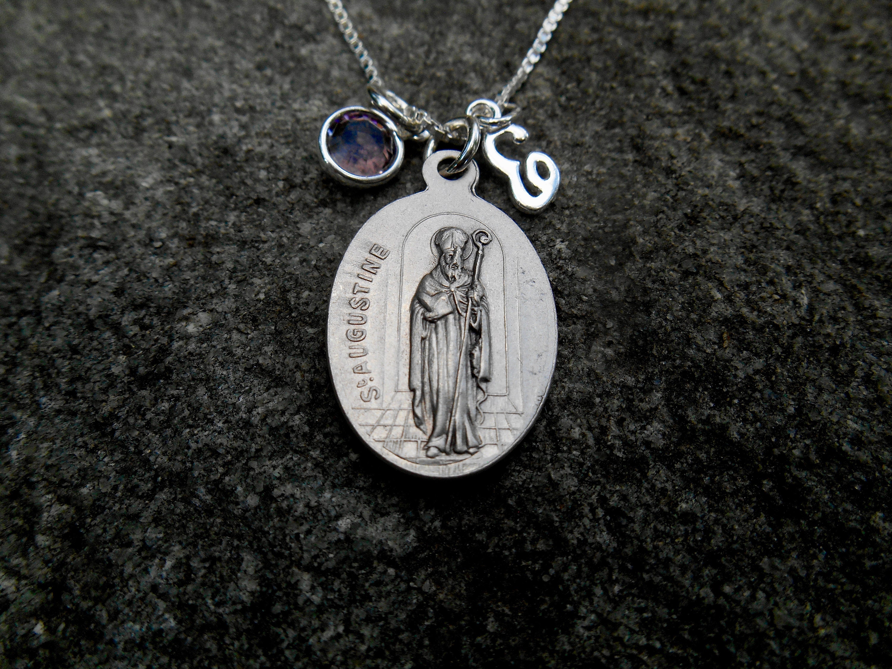 Saint St Monica Necklace Personalized Initial Patron Saint Etsy