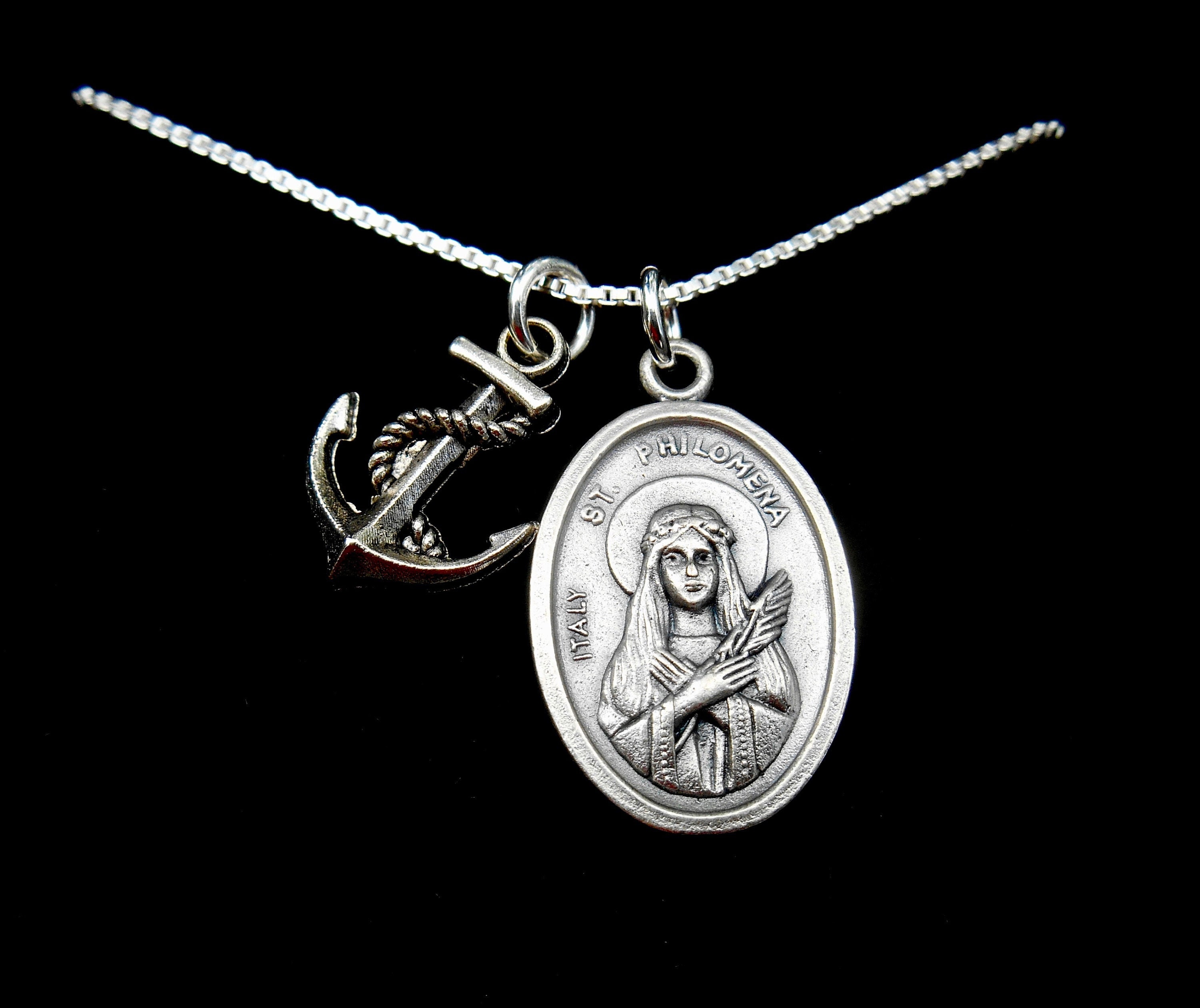 Saint St Philomena Necklace St. Philomena anchor Charm Etsy