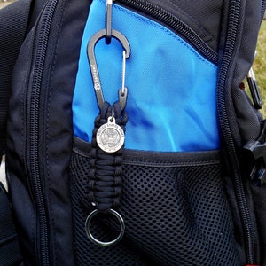 Saint Michael US Army Key Chain- Key Clip- Saint Michael Backpack/Luggage Clip- Deployment- Cross Key Carabiner- Patron Armed Forces