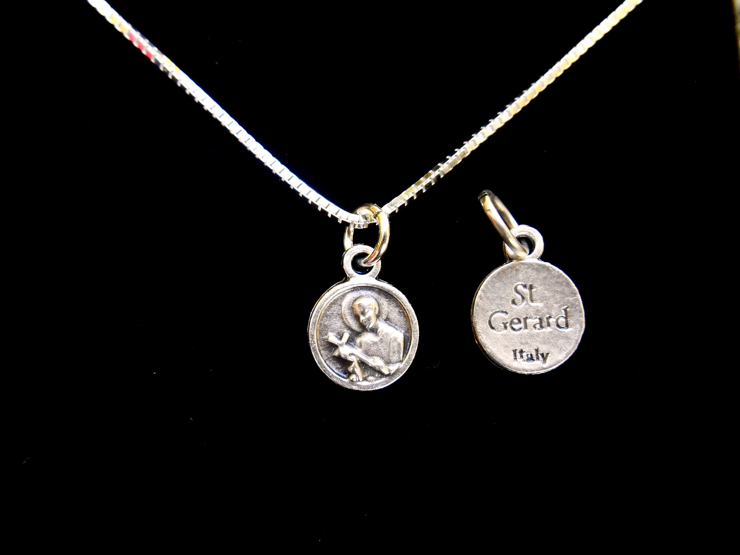 Tiny St Gerard Medal Necklace - Sterling Silver Chain - Catholic Saint ...