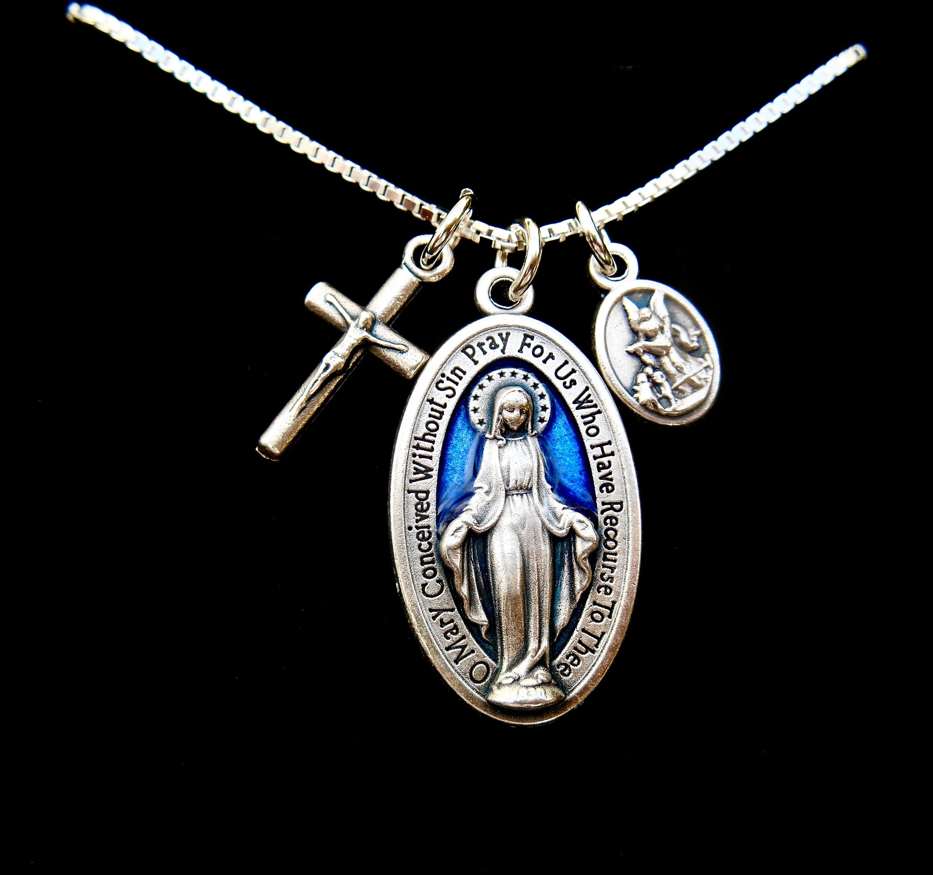 Medaglia Miracolosa Argento BOBIJOO Collana Medaglia Vergine Maria Miracolosa - Argento Acciaio Inox Con Catena 45cm Gioiello Religioso Catena Serpente - Foto 11