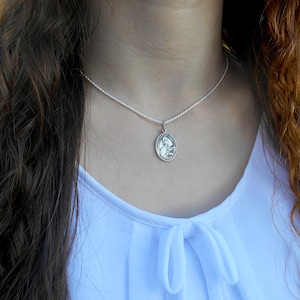 SAINT Gemma Galgani Silver Necklace, Patron Saint Confirmation Gift, First Holy Communion, Patron Saint of Students, Pharmacists