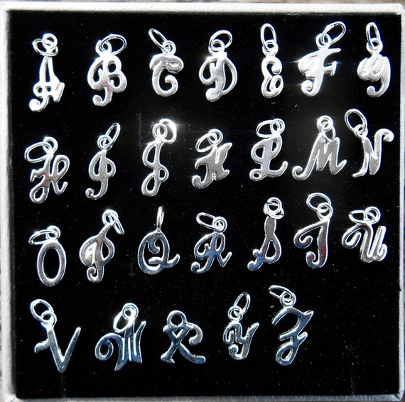 Letter Charms for Necklaces, Alphabet Charms, Sterling Silver