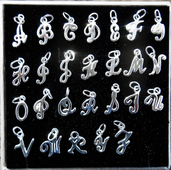 Letter Charms for Necklaces, Alphabet Charms, Sterling Silver