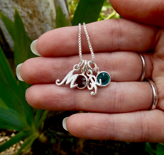Family Swirly Tree Necklace with Kids Birthstones & Names - Danique Jewelry