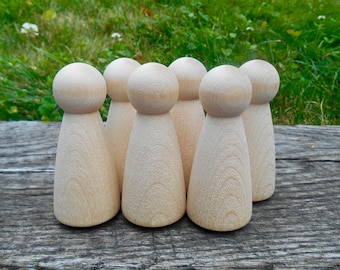 Angel Peg Dolls, Woman Peg Doll, (6) Unfinished Pegs, Large Girl Peg Dolls, DIY Peg dolls, Peg Craft, Blank Wooden Dolls, Bulk Pegs