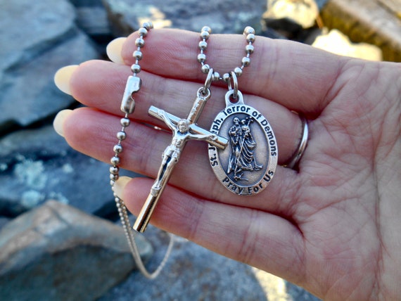 St. Joseph Terror of Demons, Mens 1.5 Inch Crucifix, Saint Joseph