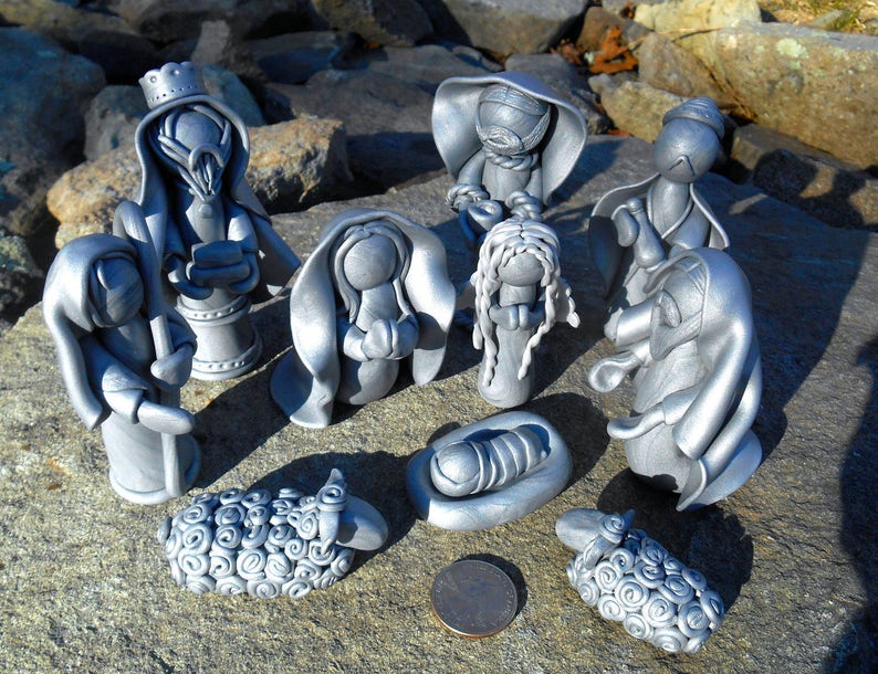 SALE 15 off Modern Nativity Set Miniature Clay Nativity Etsy