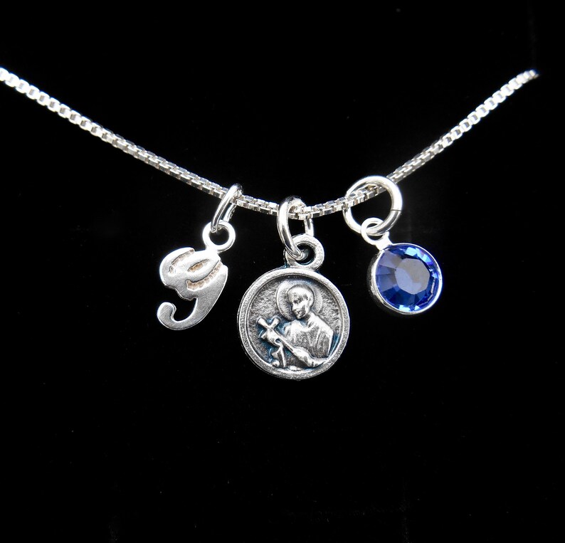 Tiny St Gerard Medal Necklace - Sterling Silver Chain - Catholic Saint ...