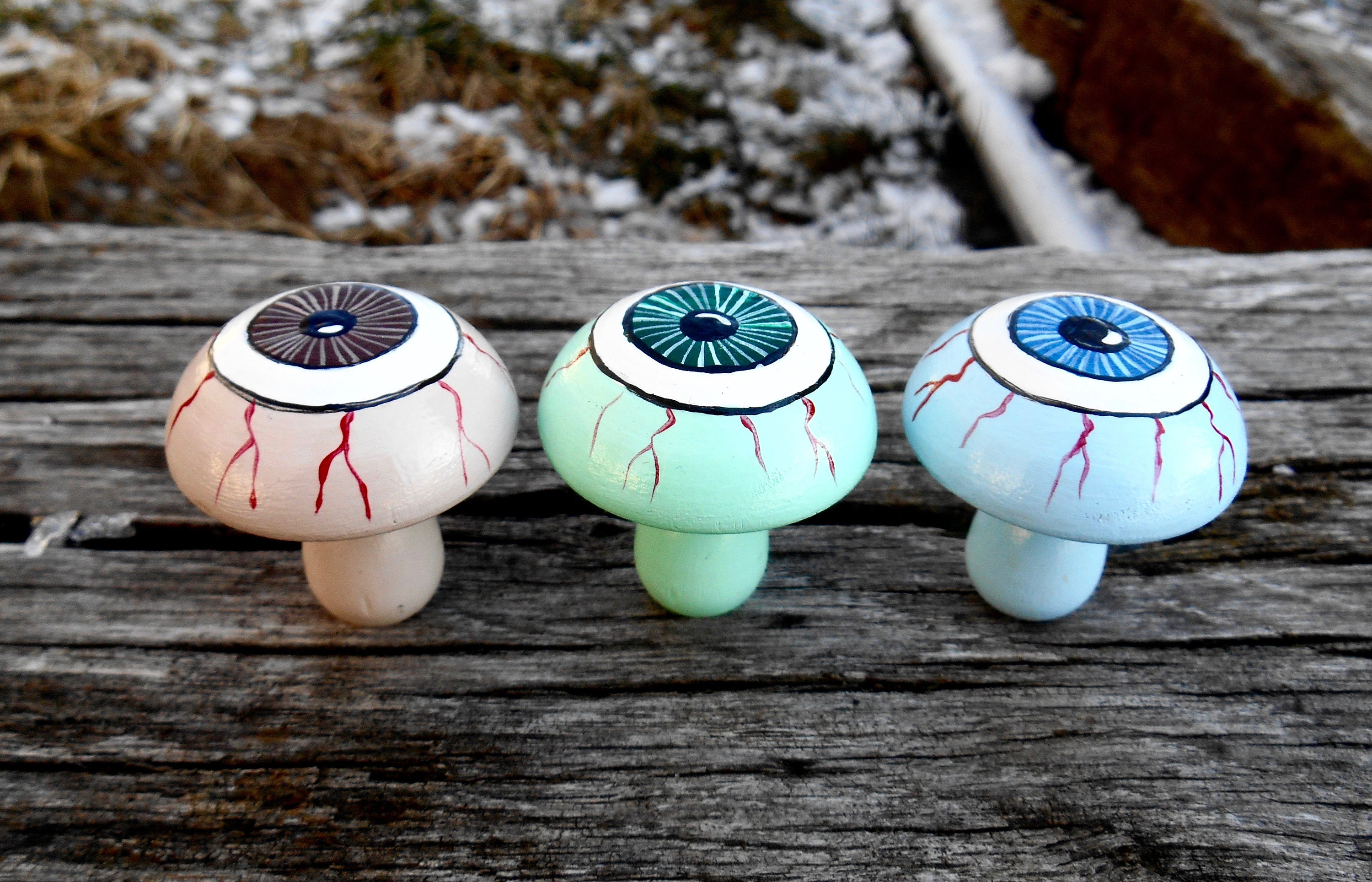 Wood Mushroom Peg Doll Psychedelic Mushroom Wooden Painted Etsy