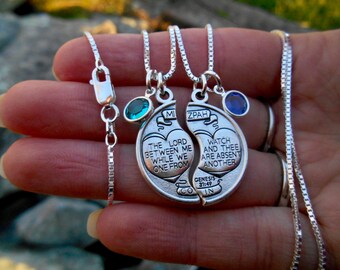 Mizpah Coin Pendant Necklace Set of Two 