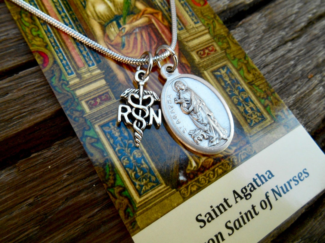 Saint Agatha, Patron Saint Nurses, Catholic Nurse Grad, 18 Stainless
