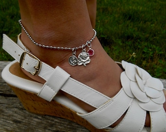 Saint Gerard enkelband, enkelband bedel, moedercadeau, vruchtbaarheidssieraden, patroonheilige van de bevalling, doula, zwangerschapsenkelband, patroonheilige