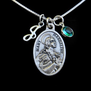 St Saint Mary Magdalene Medal, Sterling Box Chain Necklace, Mary Magdalene Medallion, Religious, Confirmation, Mary of Magdala, Women