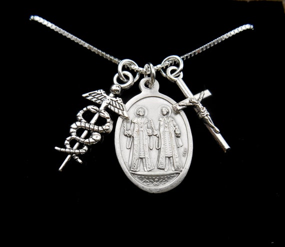 Collana con Ciondolo in Argento di Santa Teresa e San Cristoforo