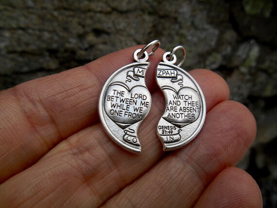 Mizpah Coin Pendant Necklace Set of Two 