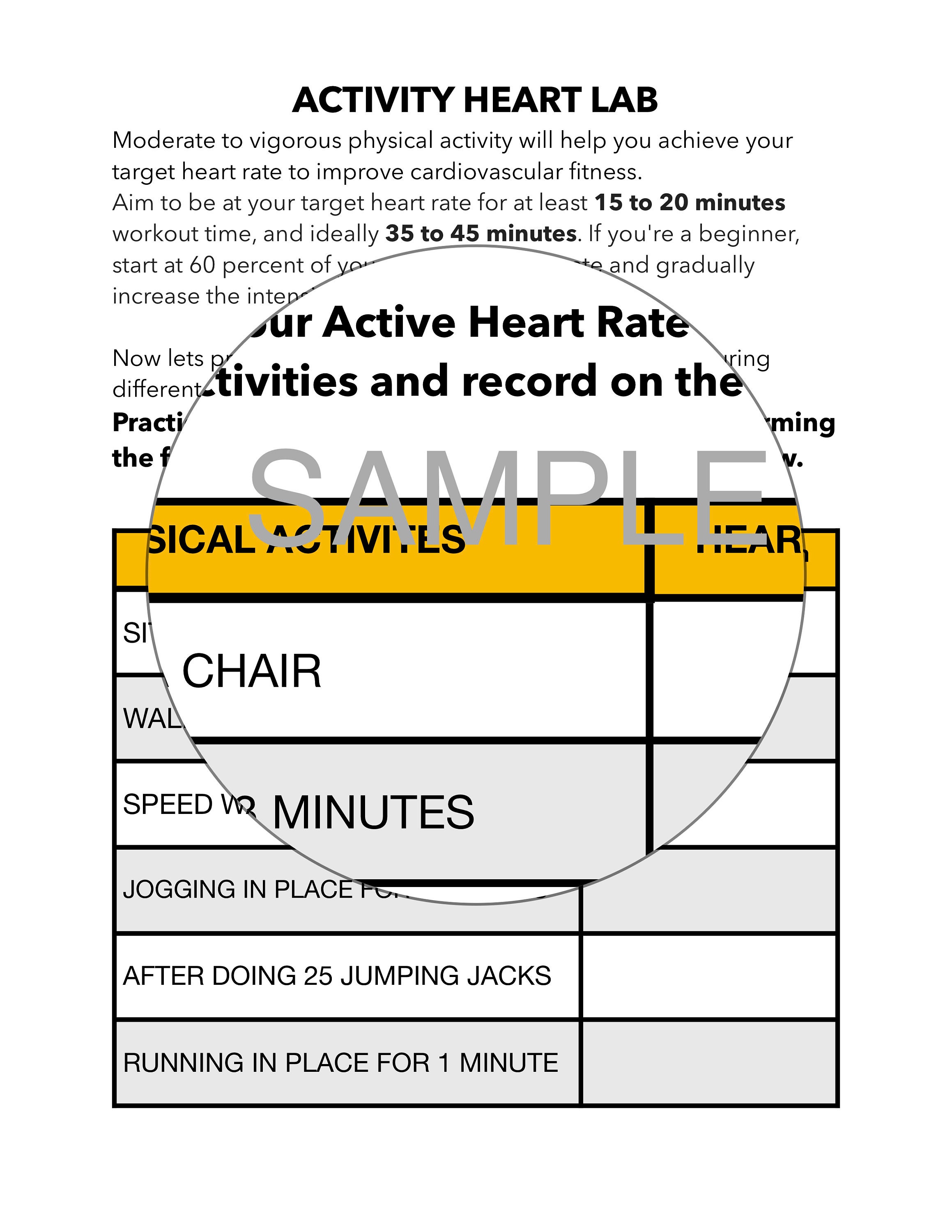 Heart Rate Fitness Lab, Exercise Log, Cardiovascular Fitness, Fitness ...