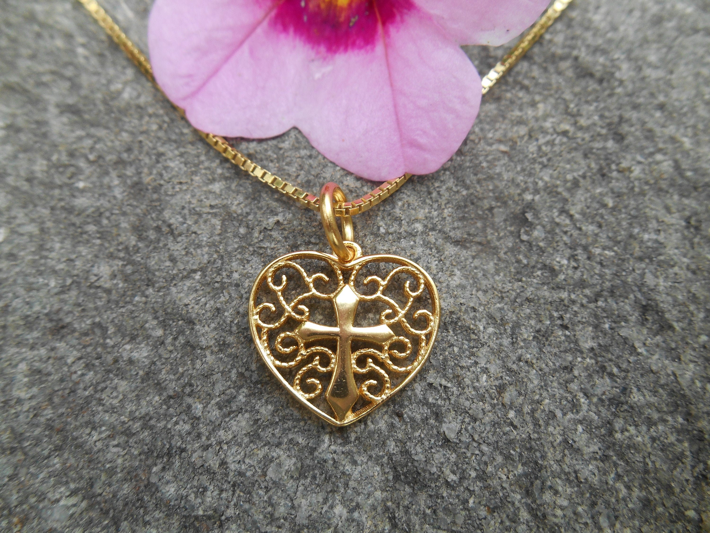Heart with cross inside necklace best sale