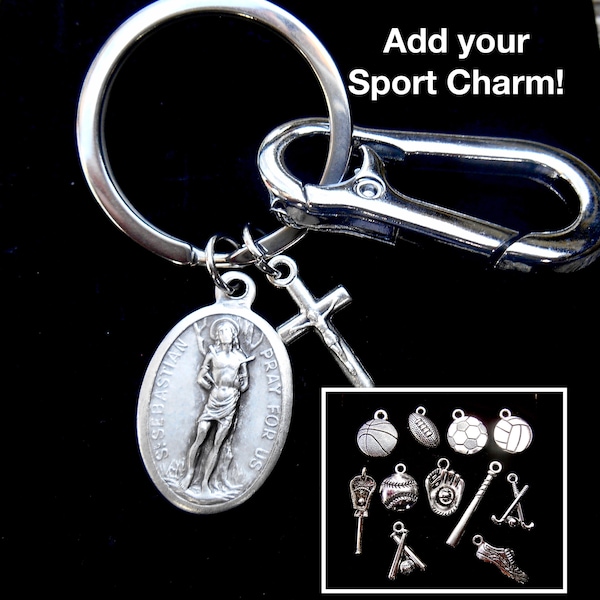 Saint Sebastian, Patron Saint Sports, Catholic Boys Key Clip, Confirmation, Mens, St. Sebastian, Patron Athletes, Key Chain