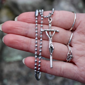 JP II Papal Crucifix Necklace, Pope Crucifx, Alloy Crucifix, Saint John Paul II - Manzu&#39;s Crucifix Cross 1 3/4&quot; Long - Made in Italy