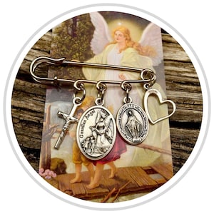 Ángel Guardián Pi, bata de laboratorio, cochecito, cuna, broche de asiento de coche - Protección contra el mal - broche, broche con dije, imperdible, regalo de bautismo