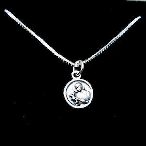 Tiny St Gerard Medal Necklace - Sterling Silver Chain - Catholic Saint Pendant Pregnancy Fertility Baby, New Mother Necklace, Minimalist