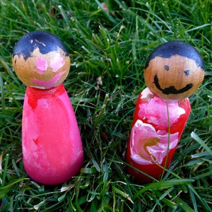 Wedding Peg Doll Couple, Peg Doll Boy and girl, Peg Doll Family, Childrens&#39; Wooden Toy, Pretend Play, Cute Wooden Toy, Cool Peg Doll,