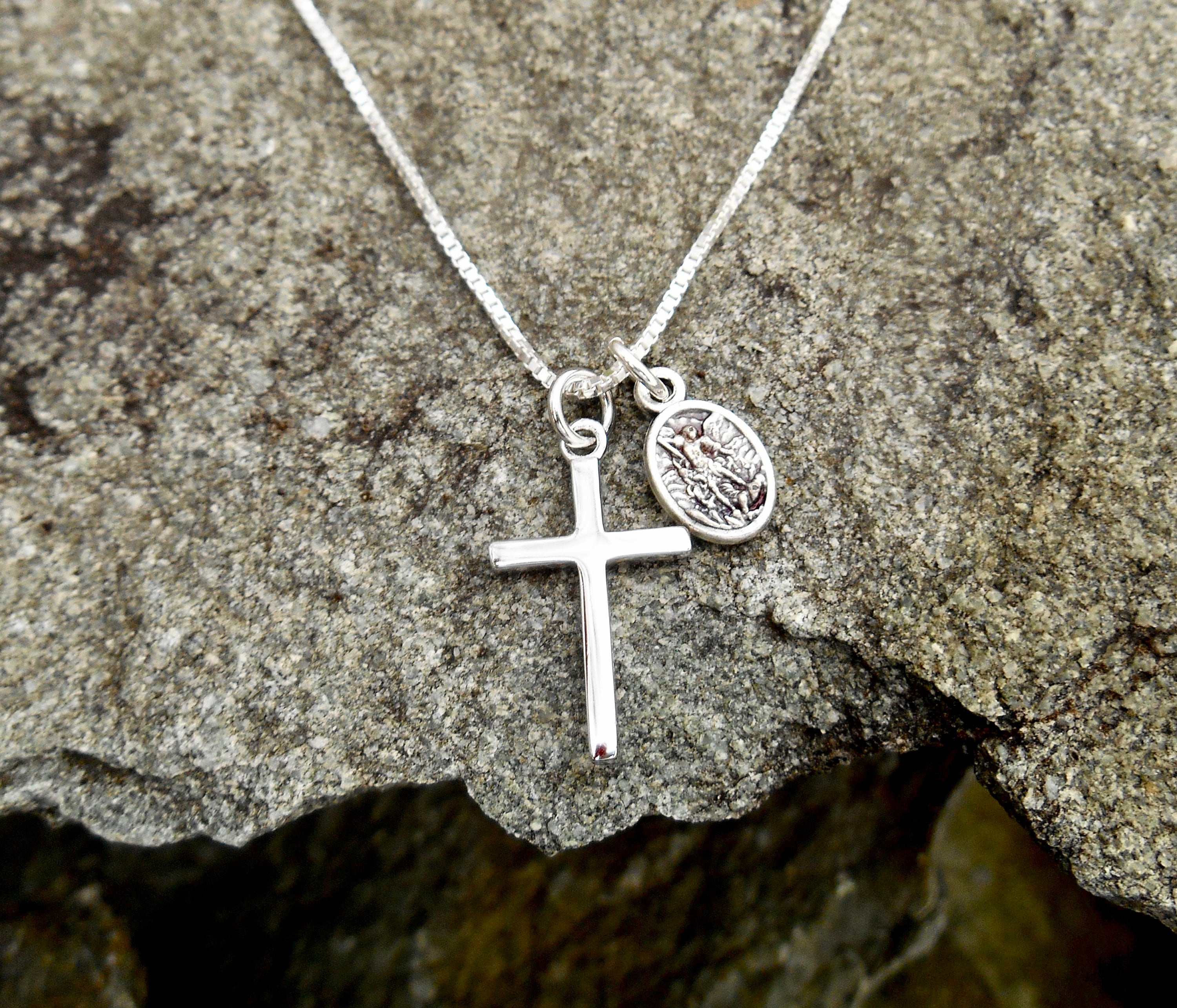 CHENGHONG Ciondolo San Michele Arcangelo In Argento 925 - Collana Uomo E Donna, Regalo Religioso - 2